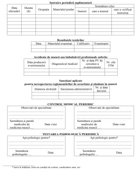 Completarea fișelor individuale de instruire