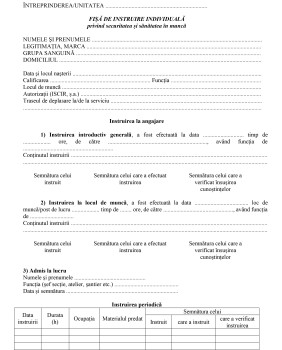 Completarea fișelor individuale de instruire